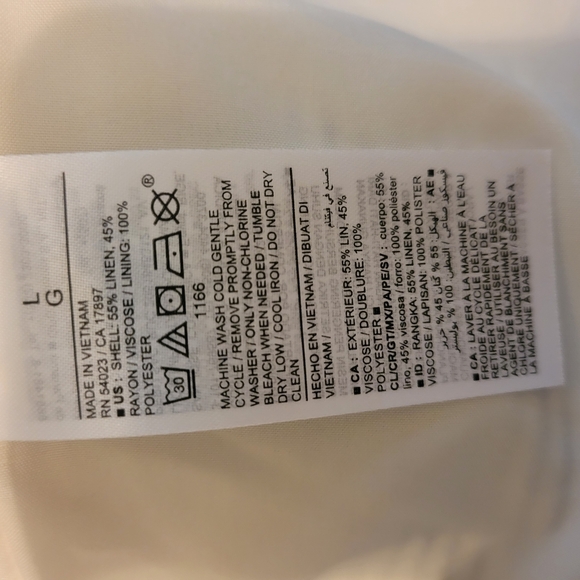 Old Navy Double-breasted Linen Navy/ White Blazer with Notched Lapels - Picture 3 of 5